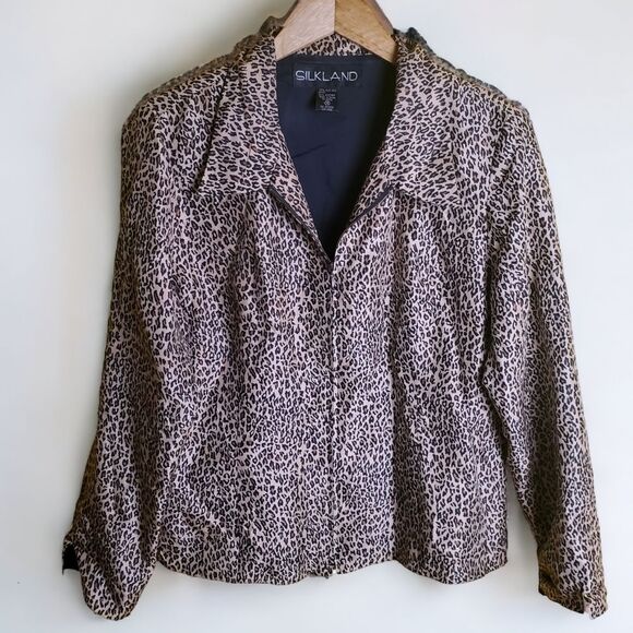 Vintage Silk Leopard Print Jacket Size 14 - Picture 1 of 7